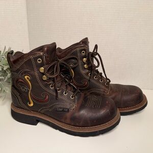 Justin Boots Deanne Maple Tan Waterproof Composite Toe Work Boots Women Size 8B